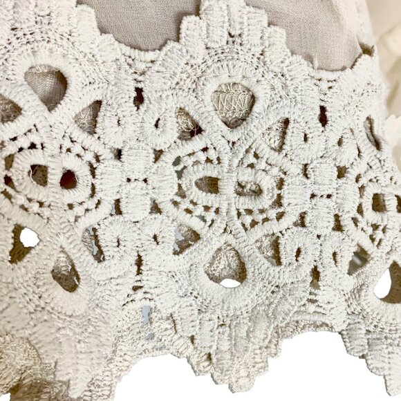 Lulu's Lust or Love Cream Embroidered Crochet Lace Dress M Flowy Boho - Picture 6 of 12